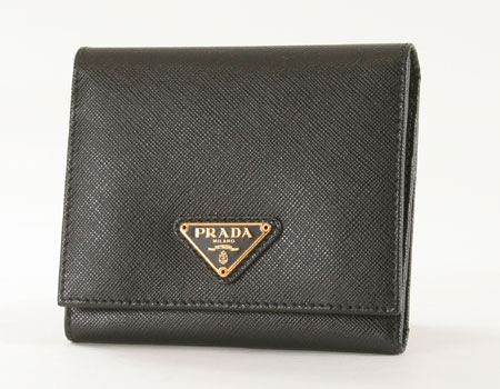 プラダ サフィアーノ ORO 三つ折財布 ブラック 1M0176