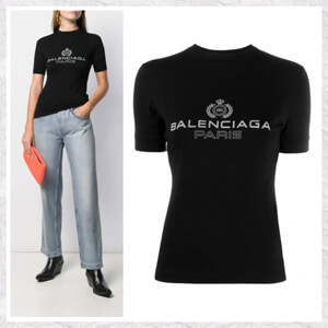 【BALENCIAGA】BB バレンシアガ パリ Tシャツ コピー BLACK 594603TGV471000