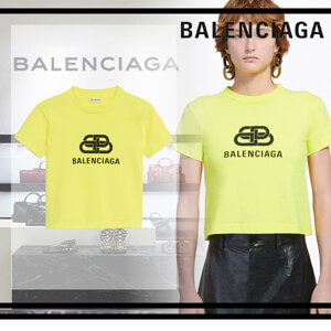 【BALENCIAGA】バレンシアガ パリ Tシャツ コピー BBロゴプリント イエロー クロップド20100807