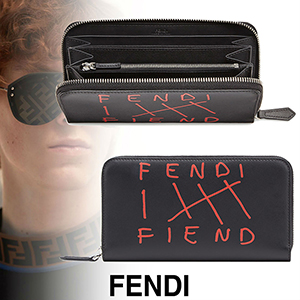 FENDI Fendi / Fiendアナグラム レザー ウォレット ブラック100906